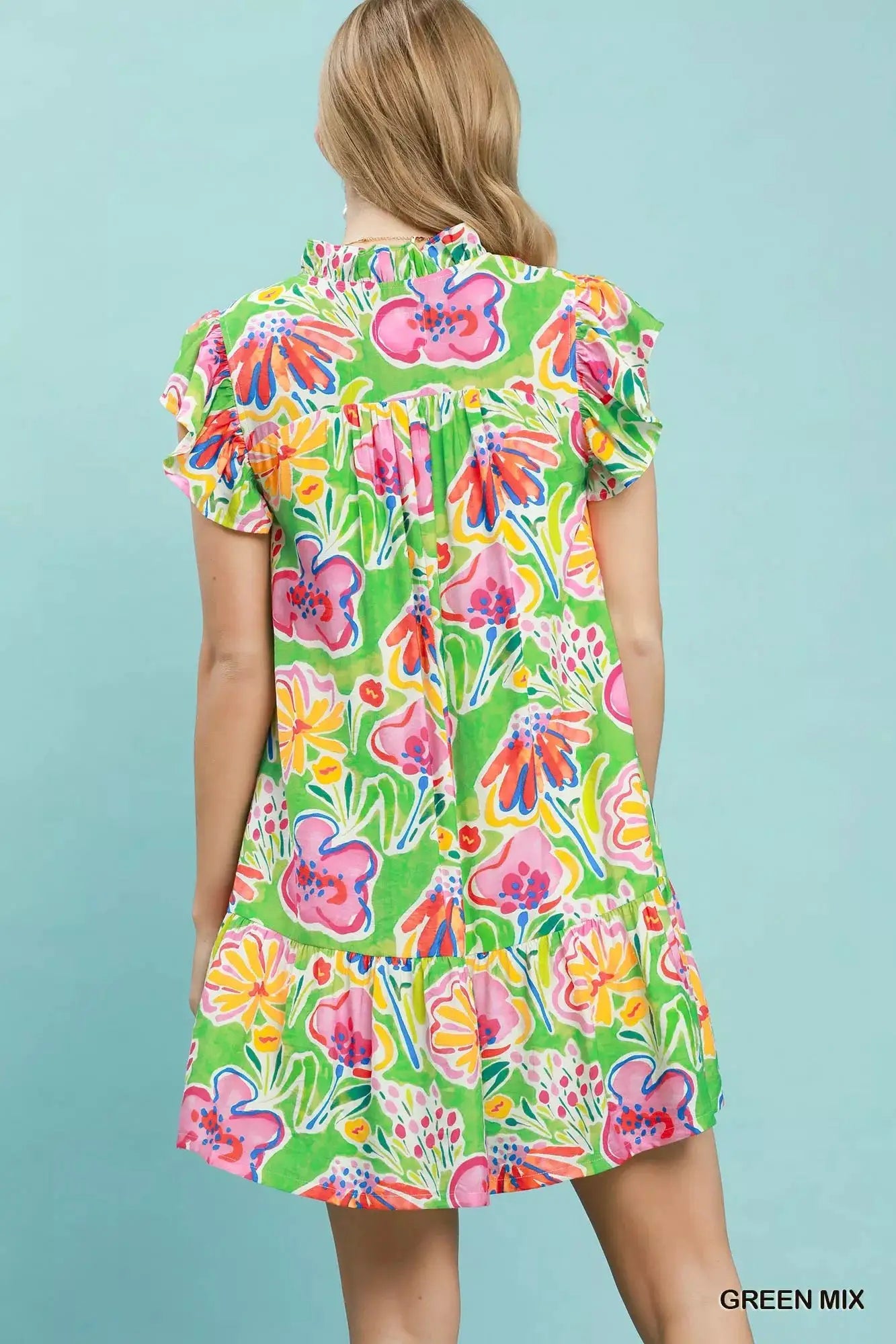 Umgee Floral Ruffle Mini Dress