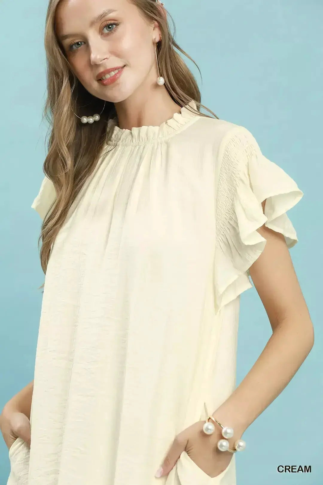 Umgee Ruffle Flutter Sleeve Dress