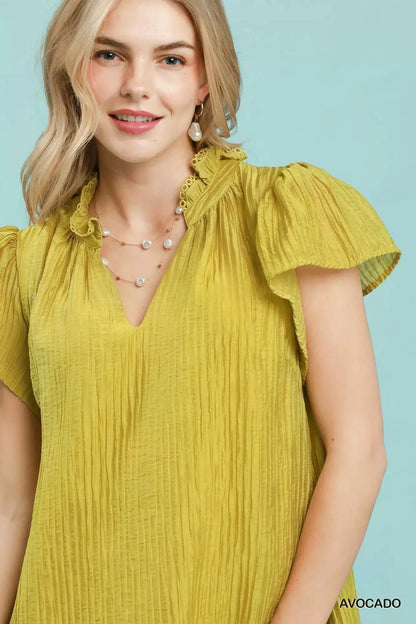 Umgee Textured Ruffle Hem Mini Dress