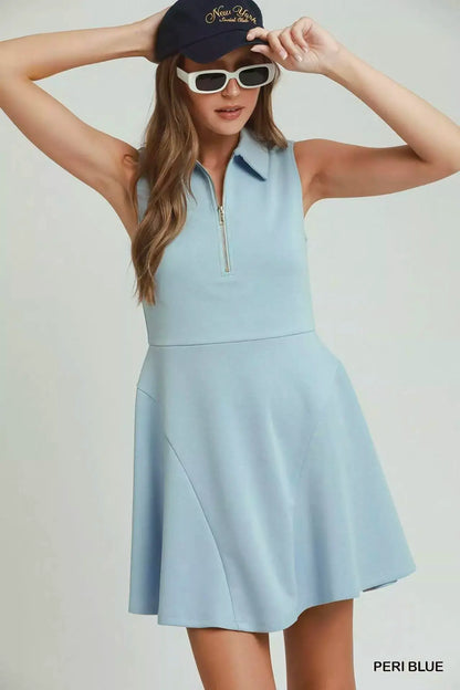 Umgee Collared Quarter Zip Tennis Dress