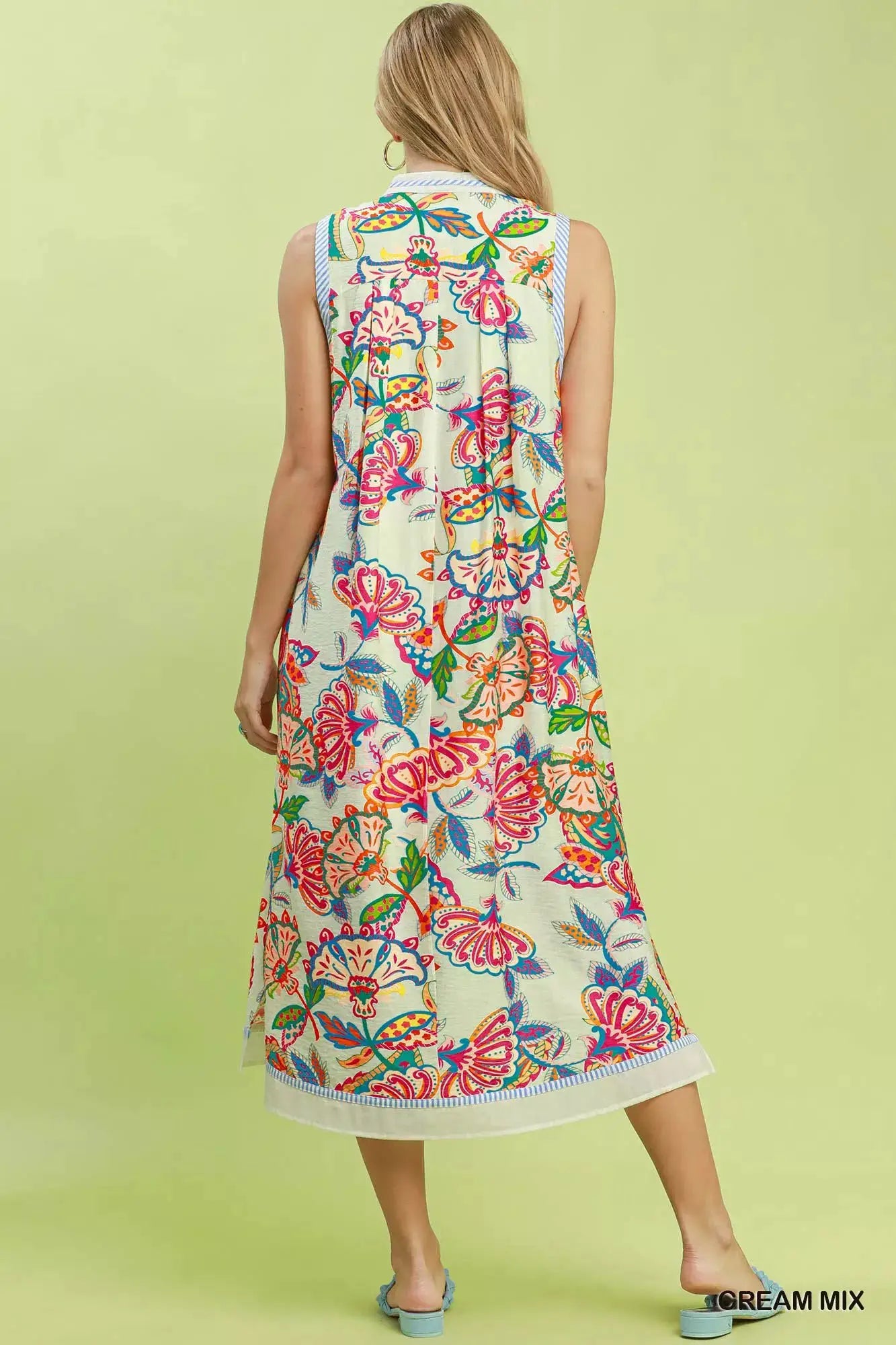 Umgee Paisley Floral Sleeveless Midi Dress