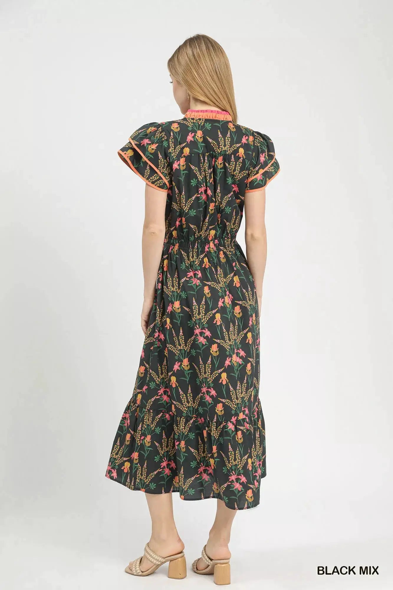 Umgee Mix Floral Midi Dress