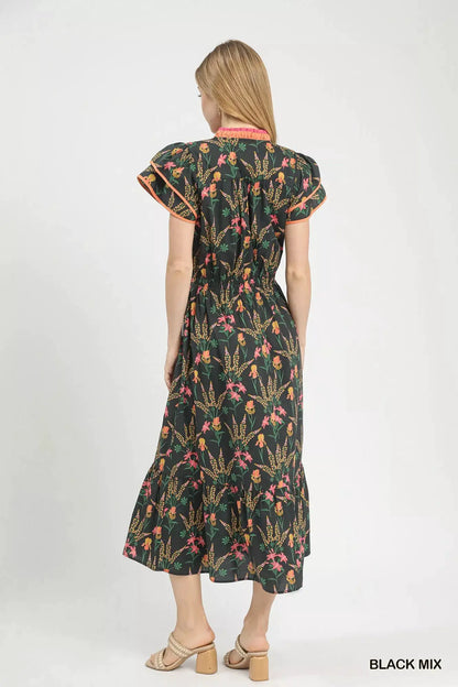 Umgee Mix Floral Midi Dress