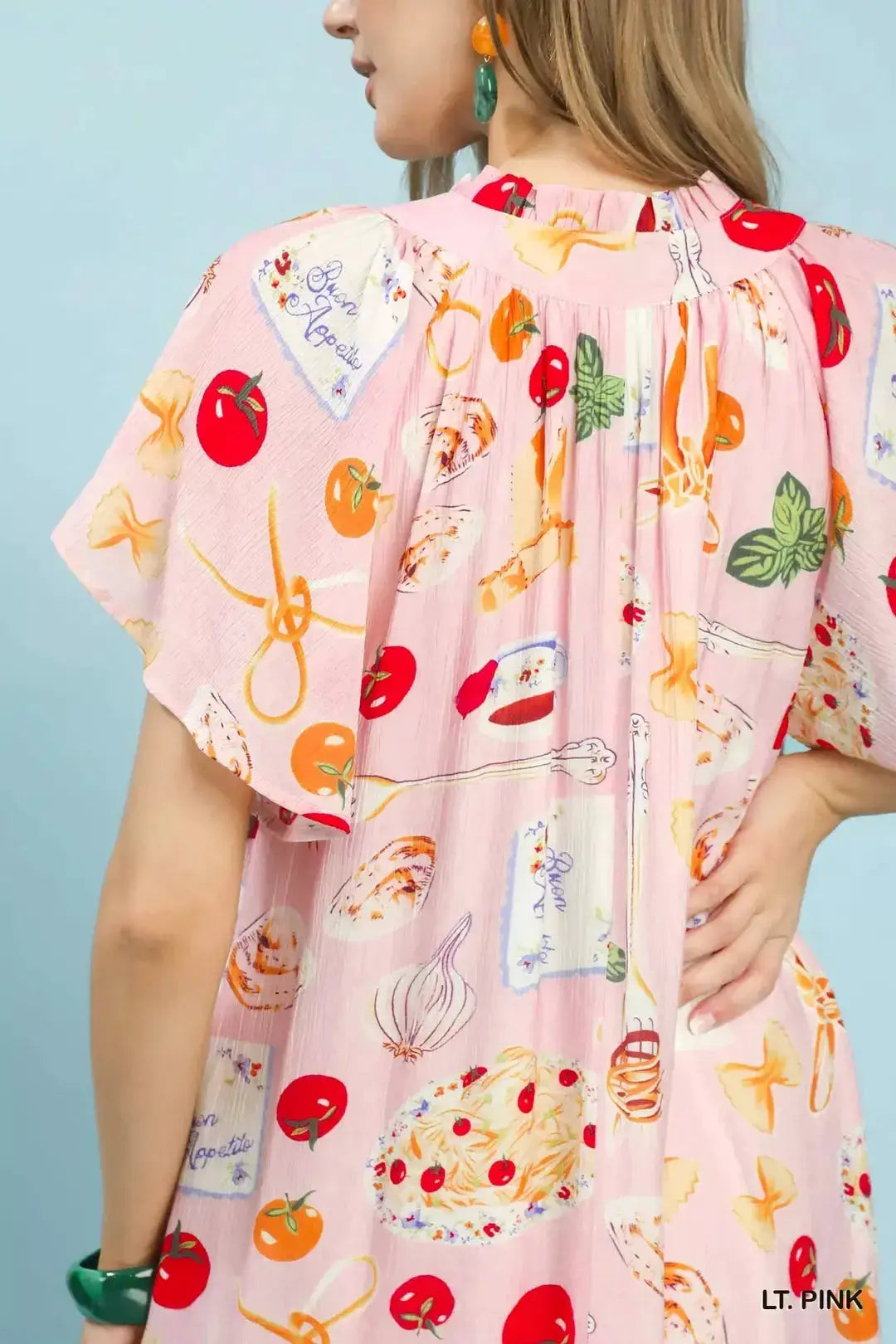 Umgee Abstract Print Flutter Sleeve Midi Dress