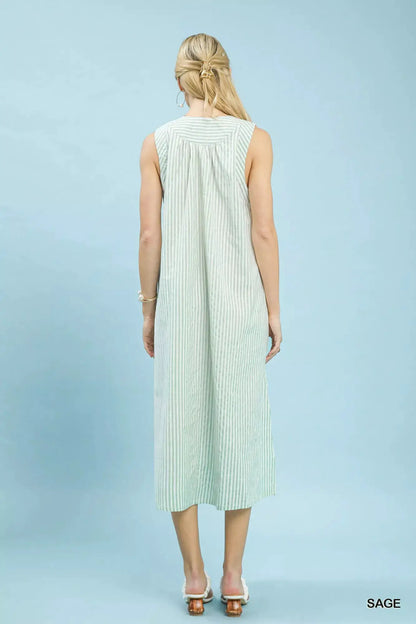Umgee Chevron Stripe Sleeveless Midi Dress