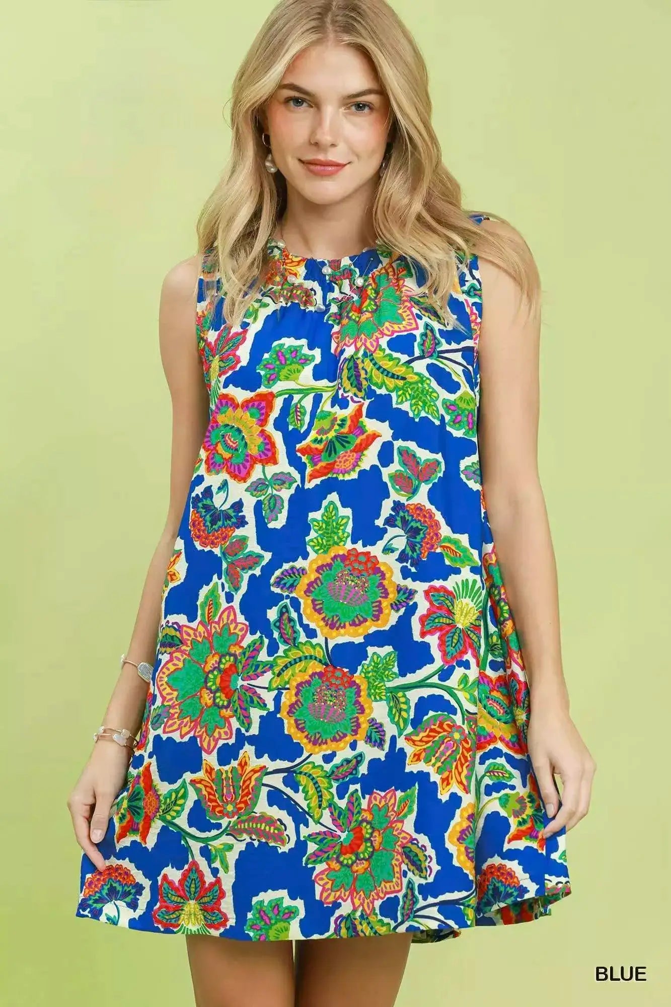 Umgee Abstract Print Sleeveless Shift Dress