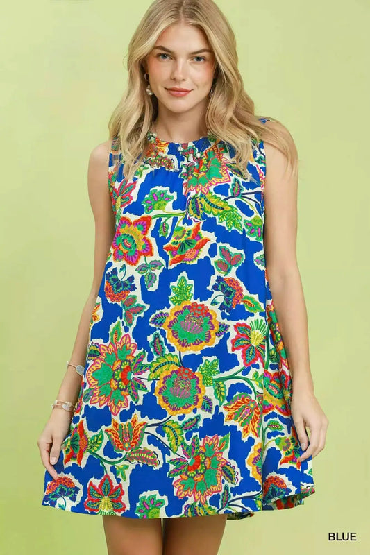 Umgee Abstract Print Sleeveless Shift Dress