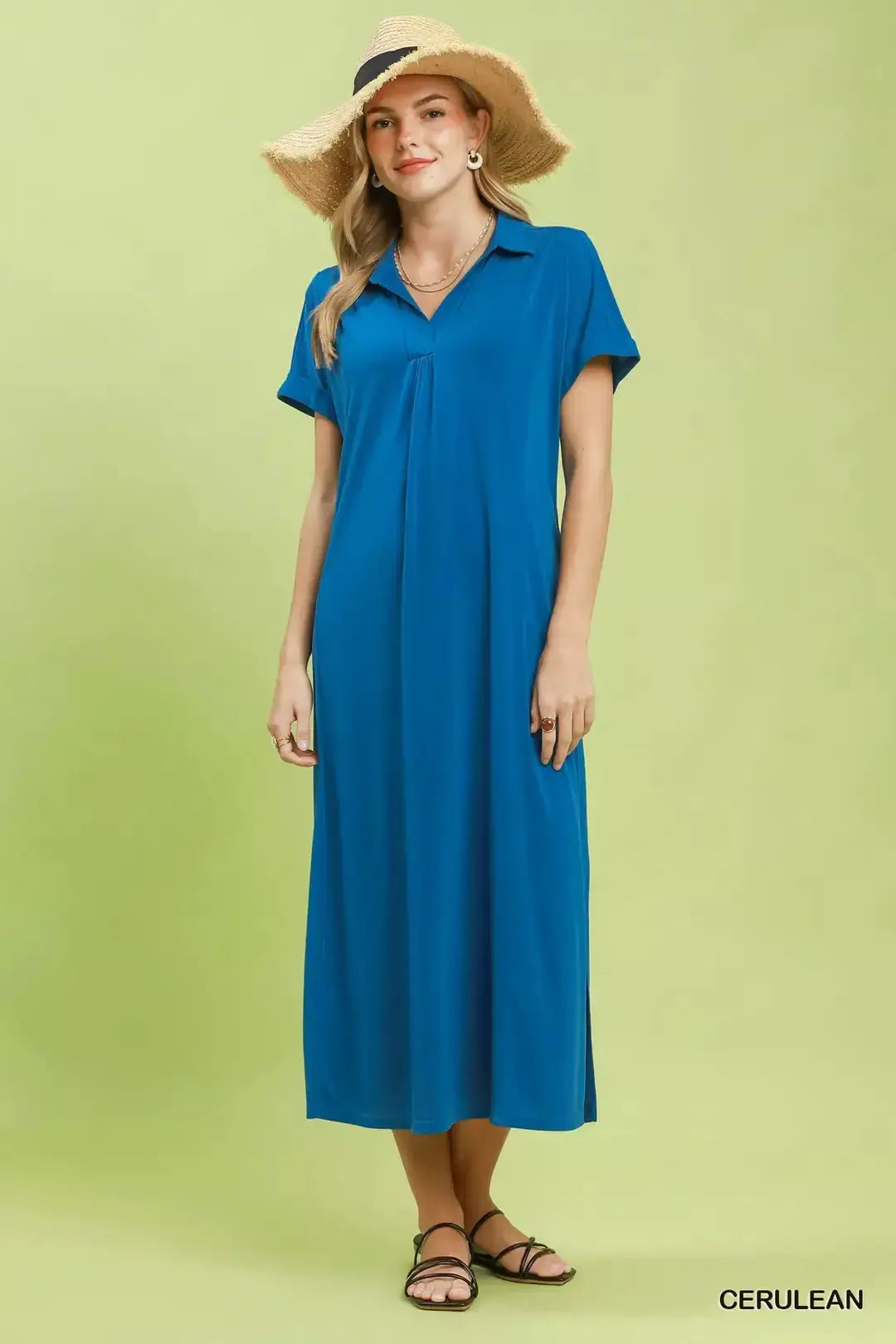 Umgee Collared Belted Midi Dress