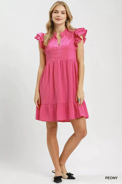 Umgee Ruffle Sleeve Babydoll Dress