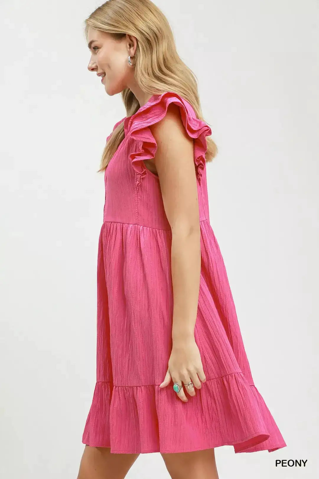 Umgee Ruffle Sleeve Babydoll Dress