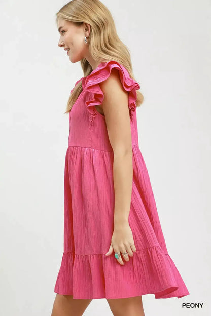 Umgee Ruffle Sleeve Babydoll Dress