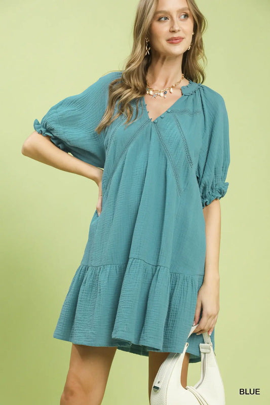 Umgee Cotton Gauze Mini Dress