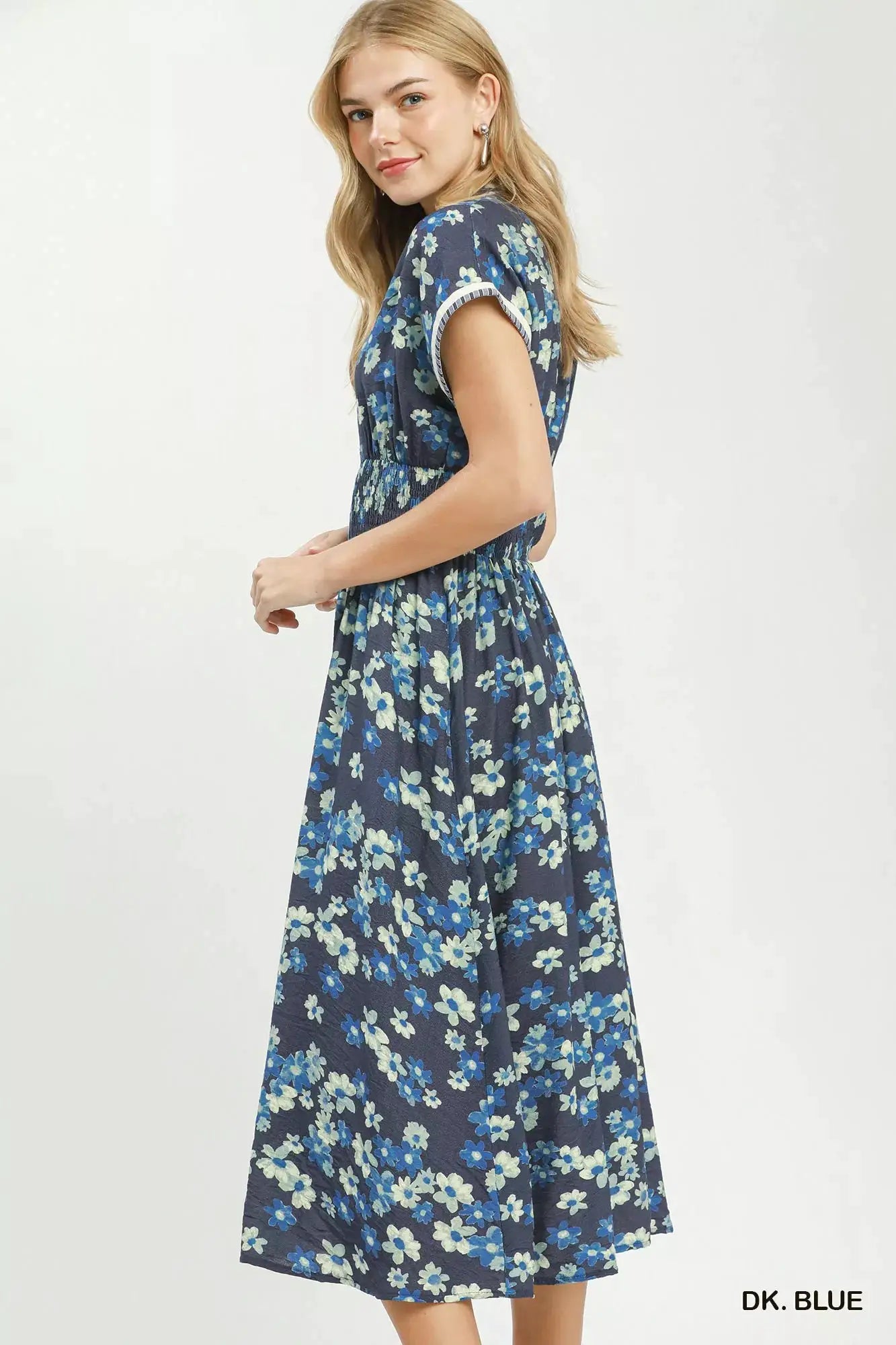 Umgee Ruffle Sleeve Henley Shift Dress