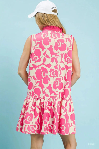 Umgee Floral Sleeveless Tiered Dress