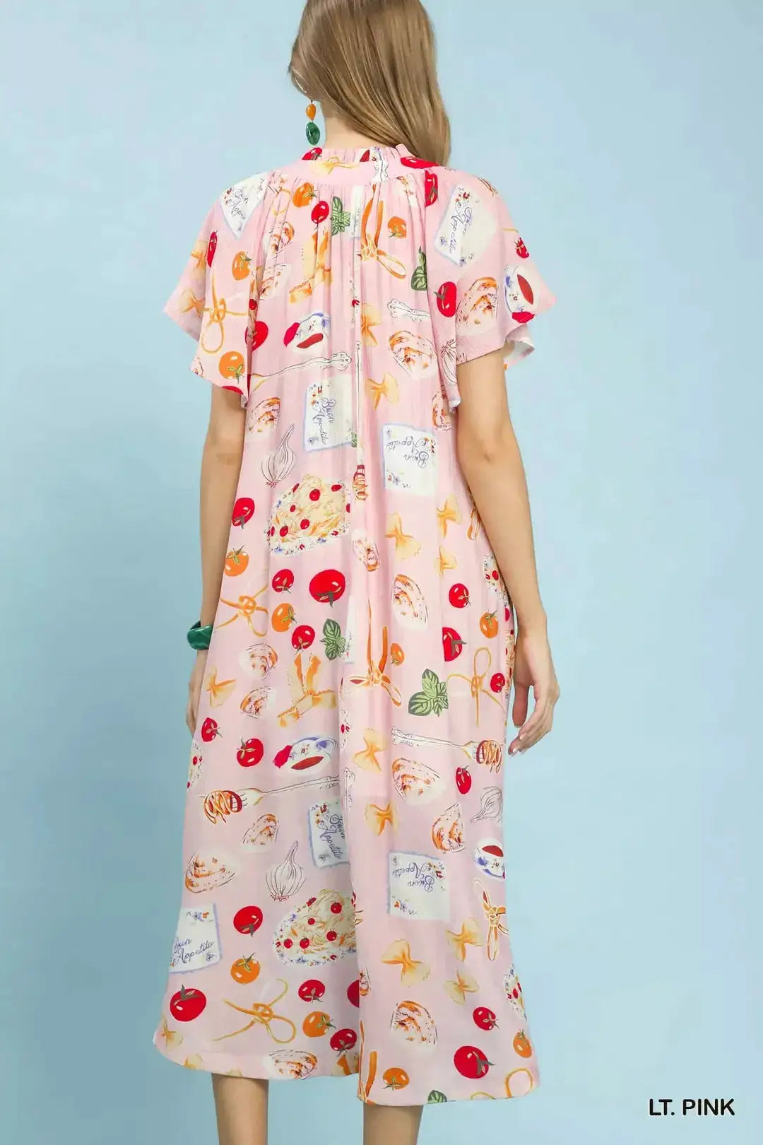 Umgee Abstract Print Flutter Sleeve Midi Dress