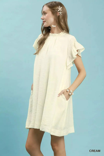 Umgee Ruffle Flutter Sleeve Dress