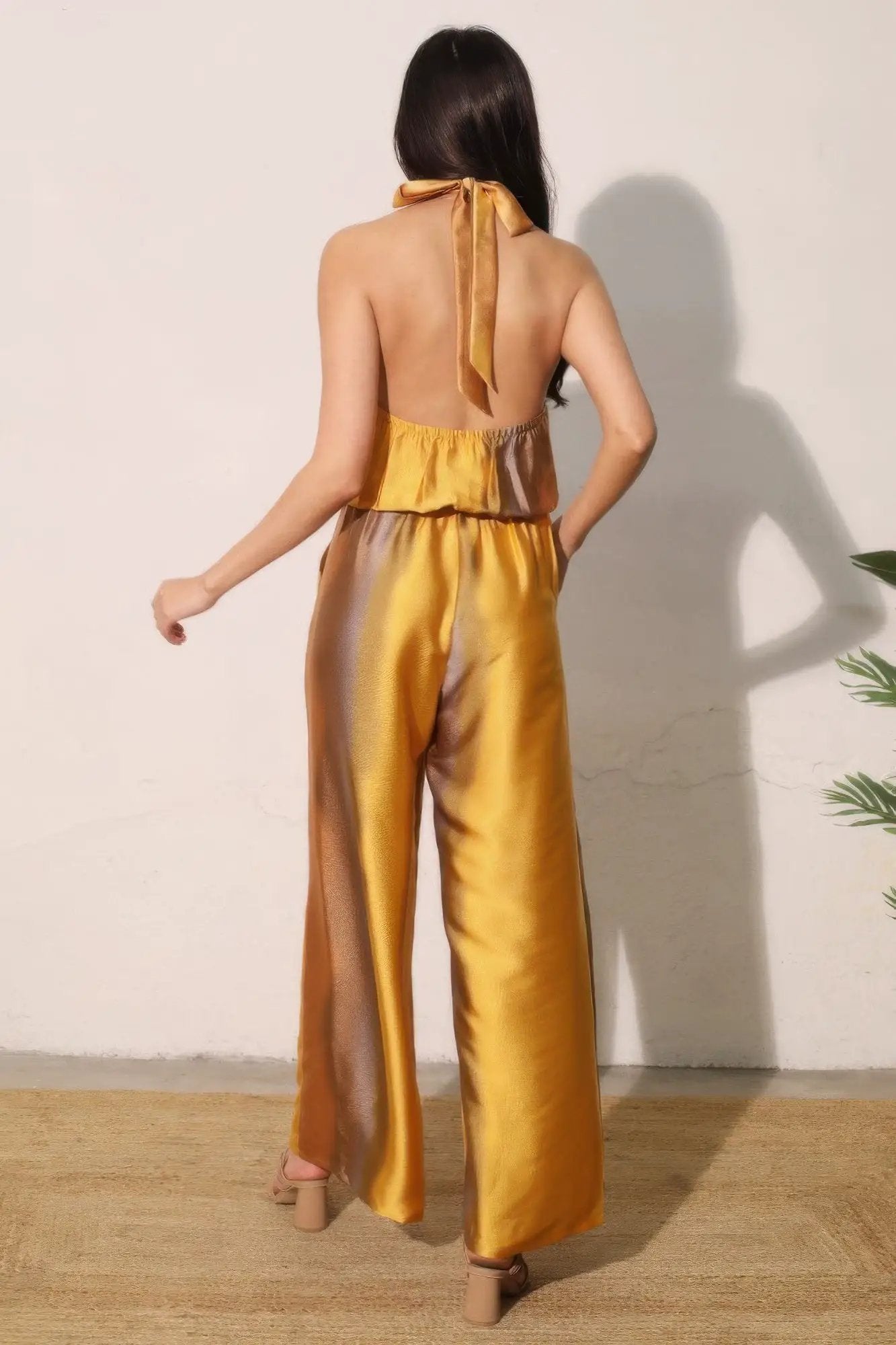 Ombre Satin Convertible Halter Jumpsuit