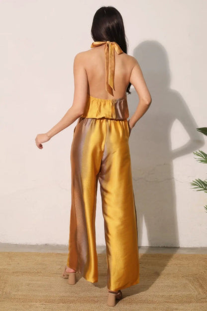 Ombre Satin Convertible Halter Jumpsuit