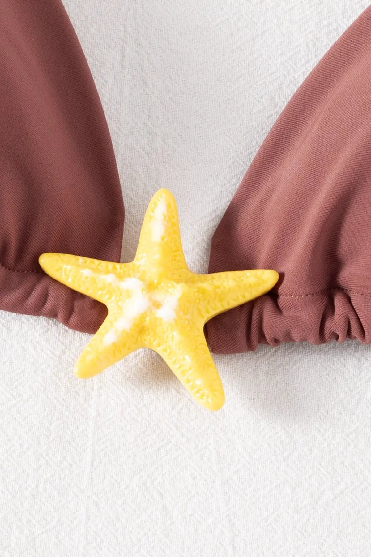 Brown Starfish Triangle Cheeky Cover-Up Sexy 3Pc Swimsuit Set