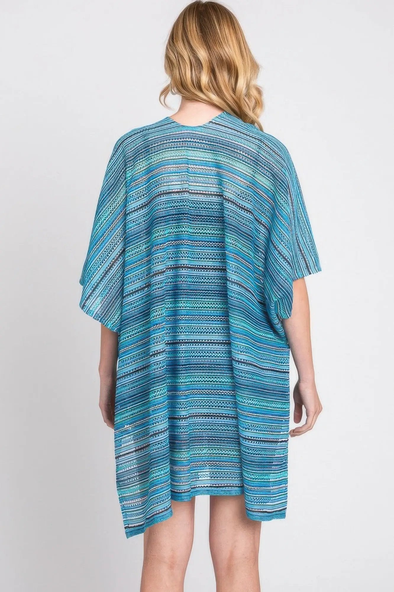 Multi Color Stripe Crochet Open Front Cover-up