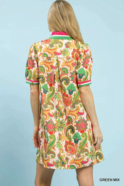 Umgee Jacquard Abstract Print Mini Dress