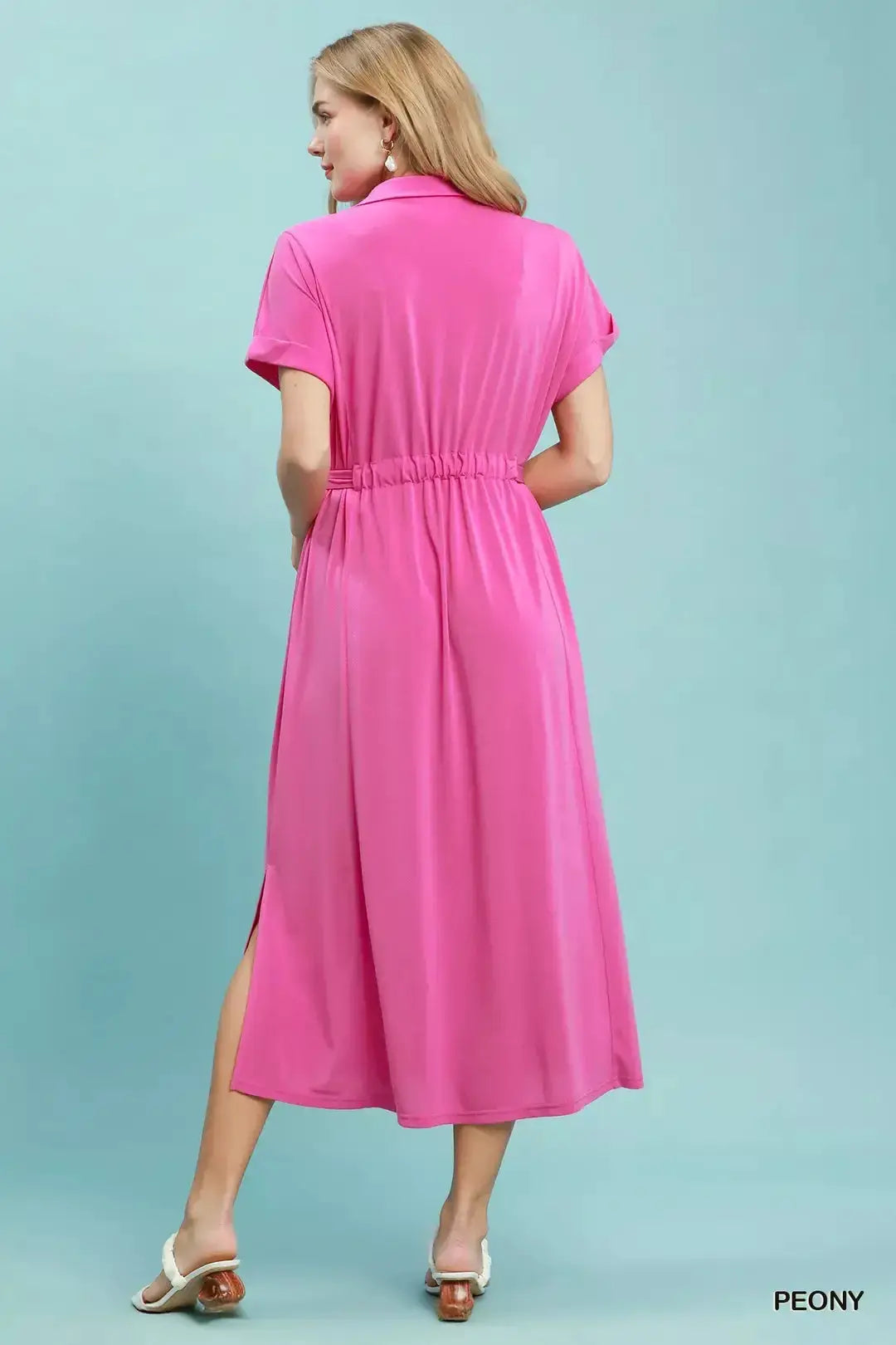 Umgee Collared Belted Midi Dress