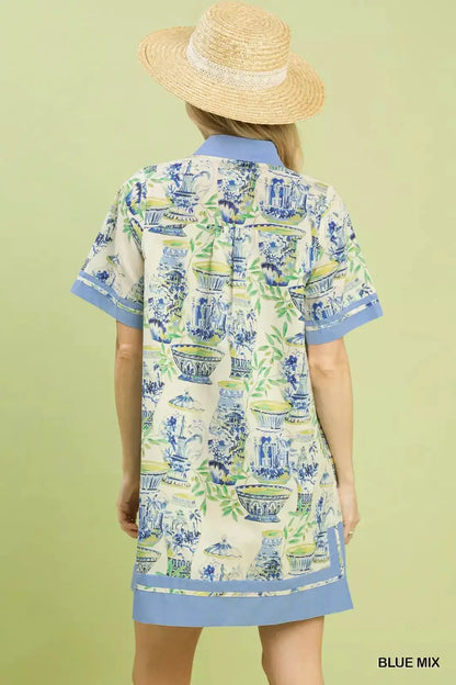 Umgee Mix Abstract Print Mini Dress