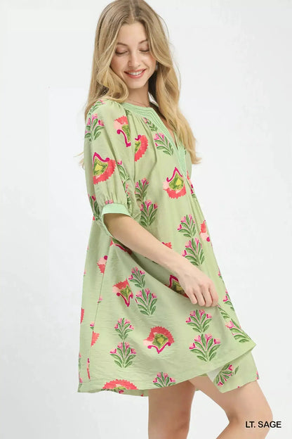 Umgee Abstract Print Mini Dress