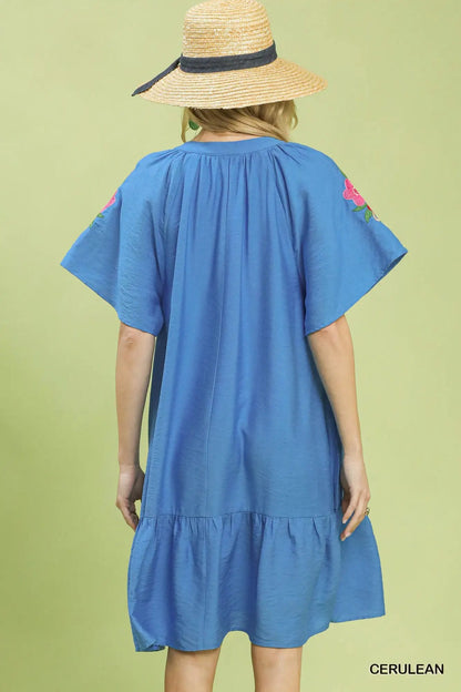 Umgee Embroidered Shoulder Dress