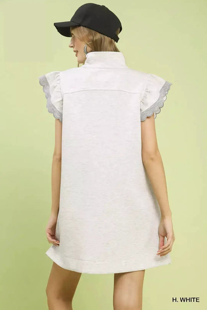 Umgee Zip-Neck Flutter Sleeve Dress