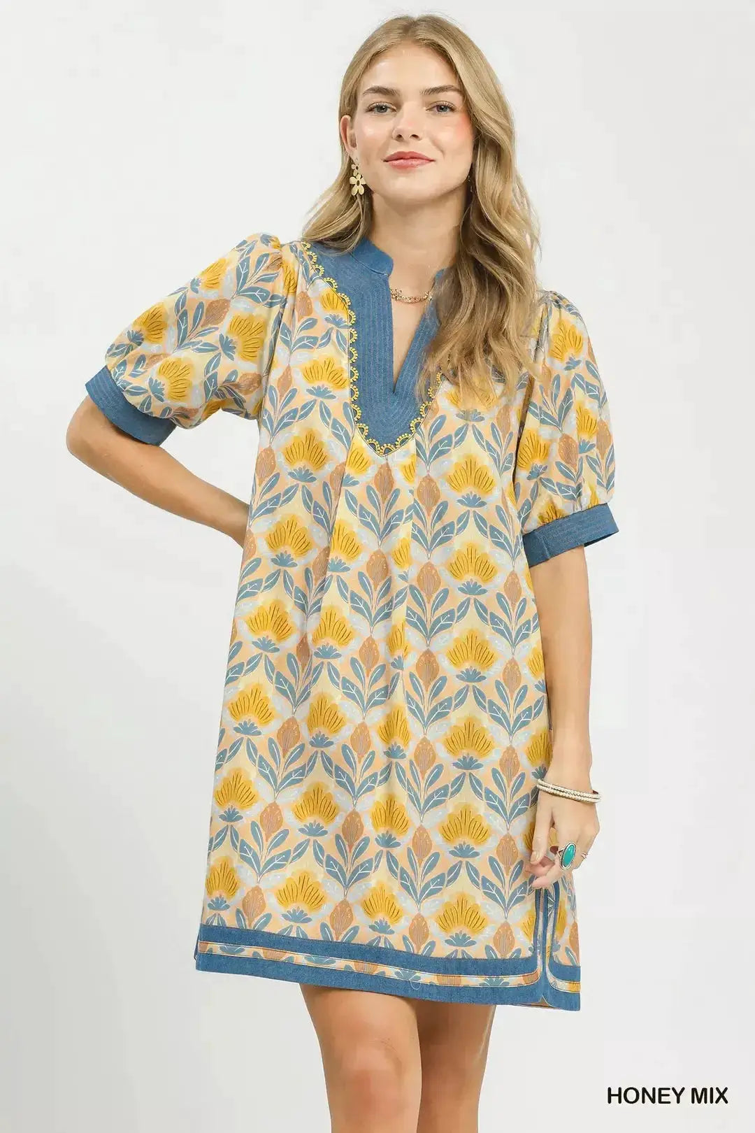 Umgee Mix Tile Print Mini Dress