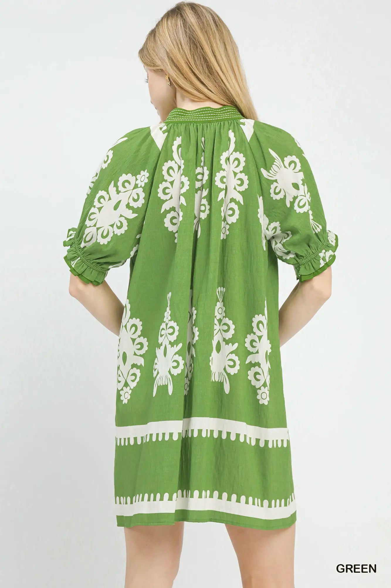 Umgee Two Tone Border Print Mini Dress