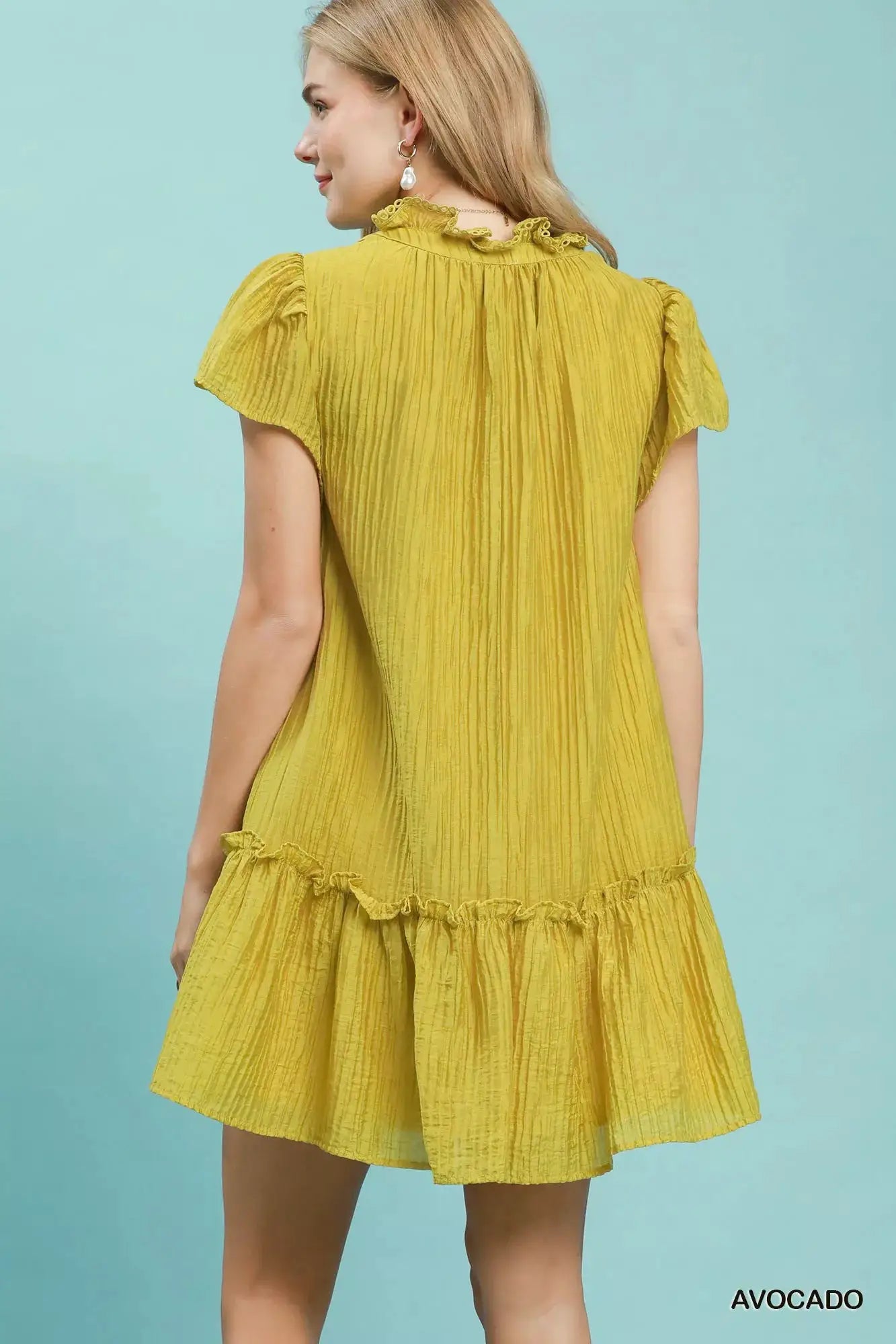 Umgee Textured Ruffle Hem Mini Dress