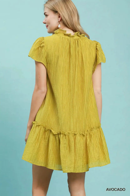 Umgee Textured Ruffle Hem Mini Dress
